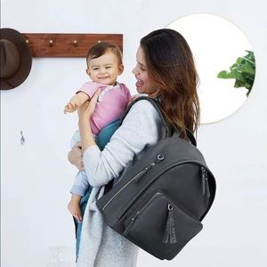 Skip hop vegan leather diaper bag backpack gray